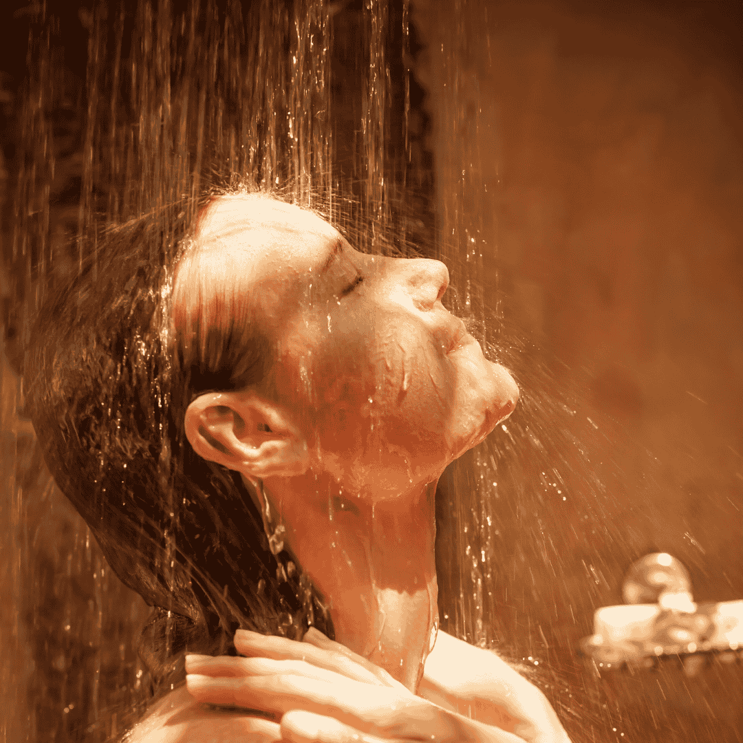girl taking ice shower using Zenchill shower kit